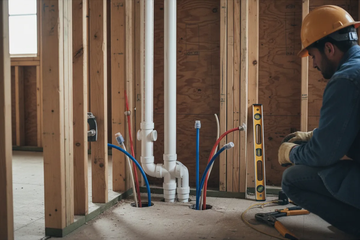 Drain and supply rough-in during Sump Pump Repair in Boulder City